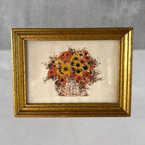 VINTAGE FRAMED AARON BROTHERS Arthur Kaplan LITHO FLORAL BASKET 6X8